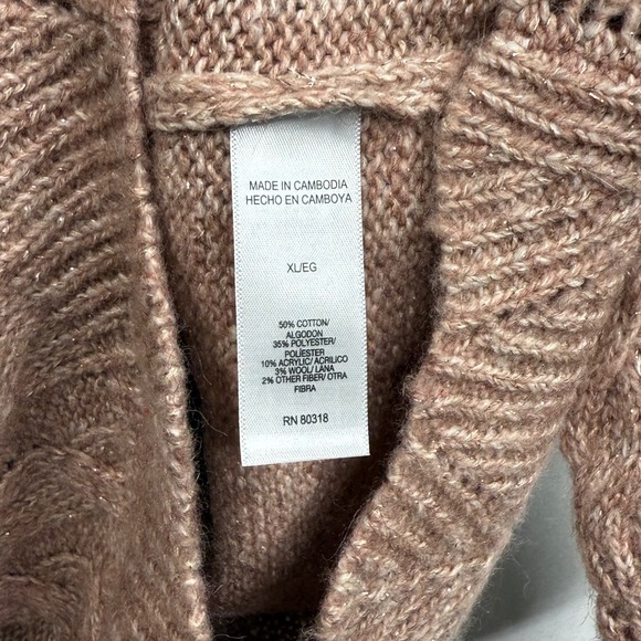Lucky Brand Cable‎ Knit Sparkle Sweater Dusty Rose Pink XL NWT MSRP $99.50 - Picture 7 of 17